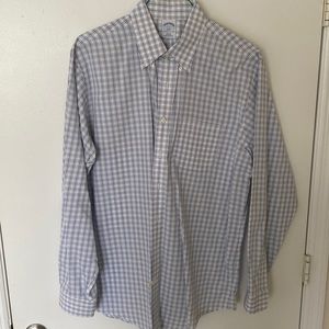17” Neck 36/37 Sleeve Blue & White Plaid Brooks Brothers Button Down Dress Shirt